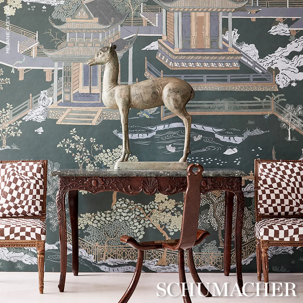 COROMANDEL PANEL SET - MIDNIGHT GREEN Schumacher Wallpaper | COROMANDEL PANEL SET MIDNIGHT GREEN Schumacher Wallpaper wallpaper - SKU 5014162