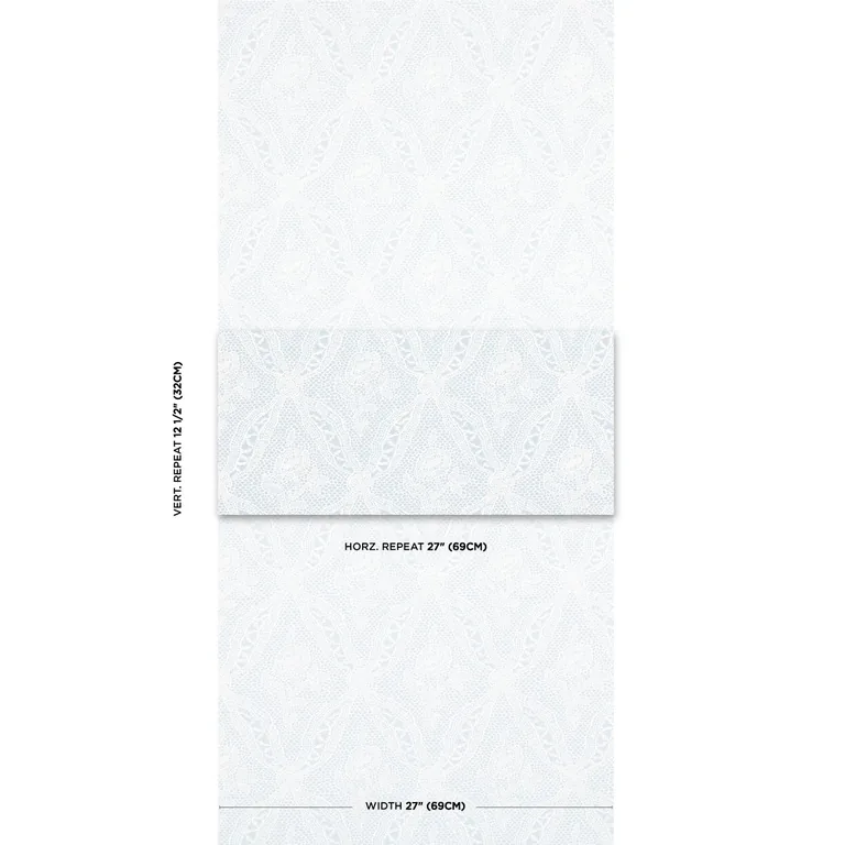 Schumacher COSETTE LACE wallpaper, color CORNFLOWER, SKU 5014722