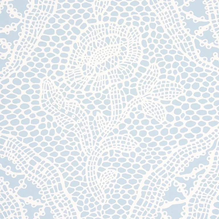 Schumacher COSETTE LACE wallpaper, color CORNFLOWER, SKU 5014722