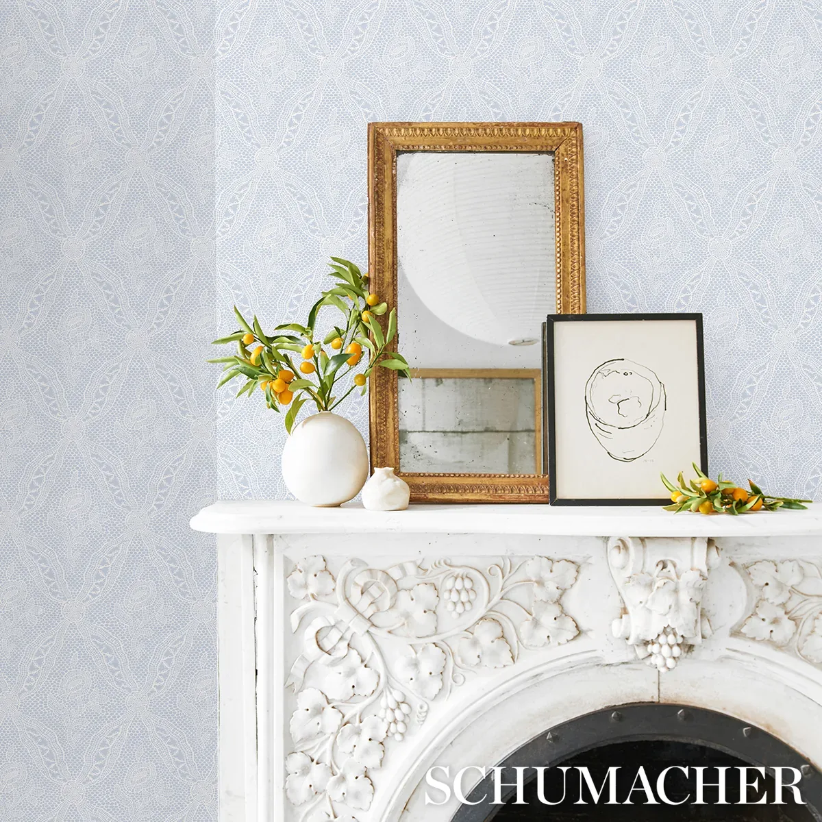 COSETTE LACE - CORNFLOWER Schumacher Wallpaper | Wallpaper T COSETTE LACE CORNFLOWER Schumacher Wallpaper wallpaper - SKU 5014722