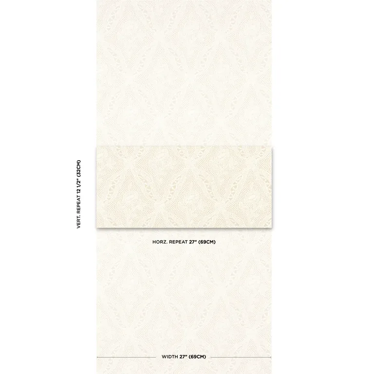Schumacher COSETTE LACE wallpaper, color SAND, SKU 5014721