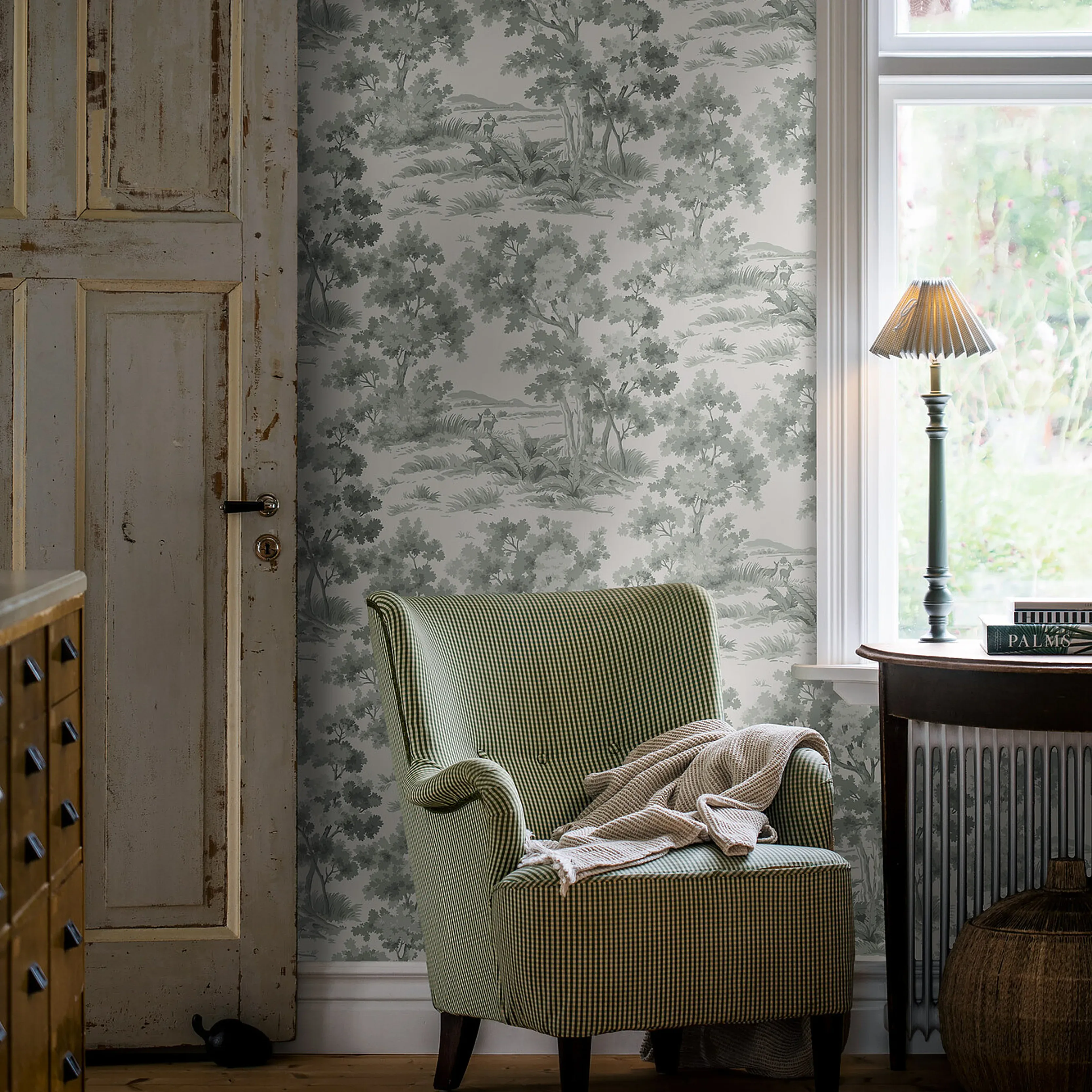 COUNTRYSIDE MORNING GREEN Schumacher Wallpaper wallpaper - SKU 7678