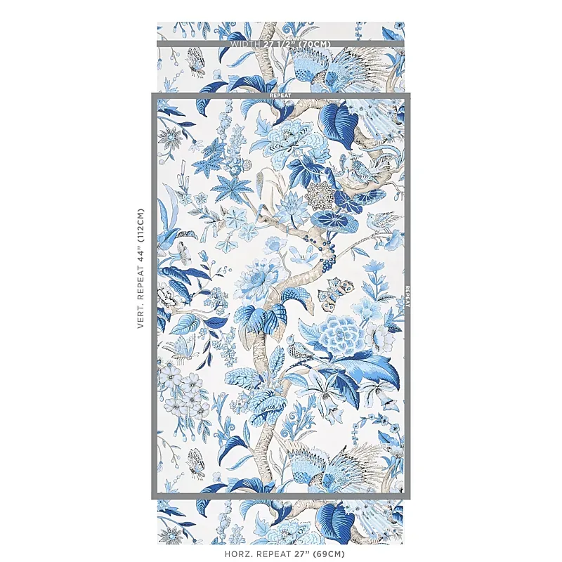 CRANLEY GARDEN - BLUE Schumacher Wallpaper | Wallpaper Twins CRANLEY GARDEN BLUE Schumacher Wallpaper wallpaper - SKU 5011720