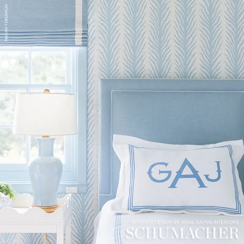 CREEPING FERN SLUMBER BLUE Schumacher Wallpaper wallpaper - SKU 5009451