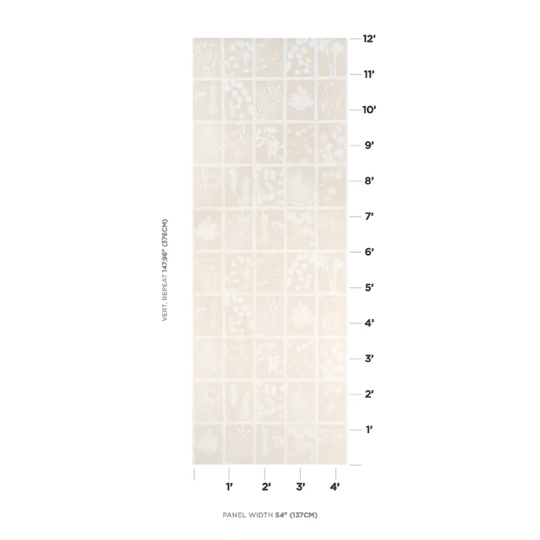Schumacher CYANOTYPE PANEL wallpaper, color NATURAL, SKU 5013971