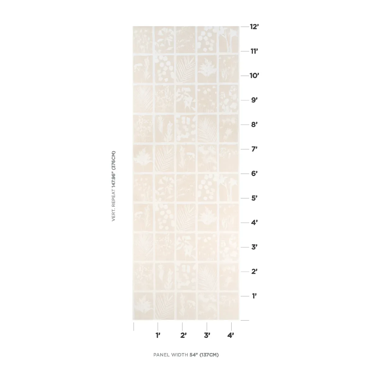 CYANOTYPE PANEL NATURAL Schumacher Wallpaper wallpaper - SKU 5013971