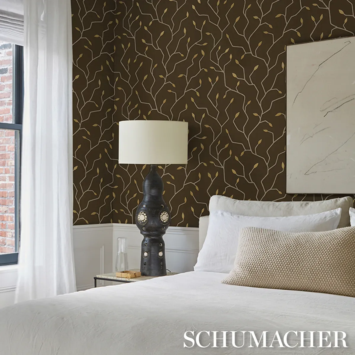 CYMBELINE CHOCOLATE Schumacher Wallpaper wallpaper - SKU 5011385