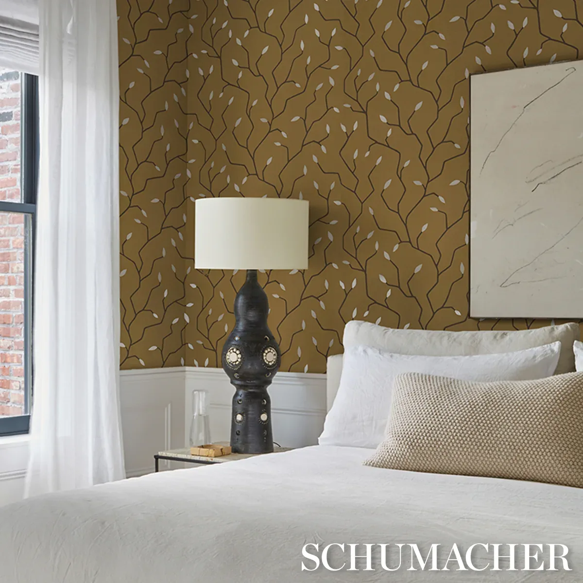 CYMBELINE GOLD Schumacher Wallpaper wallpaper - SKU 5011383