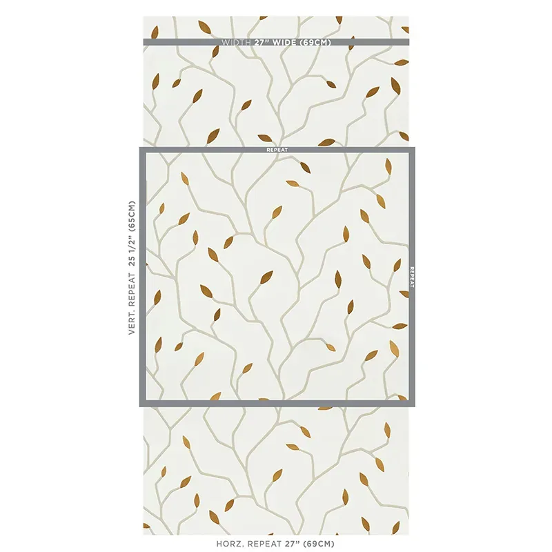 CYMBELINE IVORY & GOLD Schumacher Wallpaper wallpaper - SKU 5011380