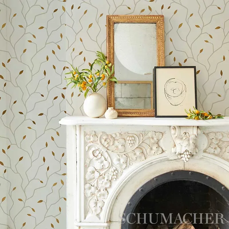 CYMBELINE IVORY & GOLD Schumacher Wallpaper wallpaper - SKU 5011380