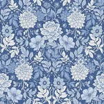 DAHLIA GARDEN - BLUE AND WHITE Schumacher Wallpaper | Wallpa DAHLIA GARDEN BLUE AND WHITE Schumacher Wallpaper wallpaper - SKU 6141
