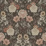 DAHLIA GARDEN - BROWN Schumacher Wallpaper | Wallpaper Twins DAHLIA GARDEN BROWN Schumacher Wallpaper wallpaper - SKU 7689