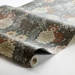 DAHLIA GARDEN - BROWN Schumacher Wallpaper | Wallpaper Twins DAHLIA GARDEN BROWN Schumacher Wallpaper wallpaper - SKU 7689