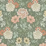 DAHLIA GARDEN - GREEN Schumacher Wallpaper | Wallpaper Twins DAHLIA GARDEN GREEN Schumacher Wallpaper wallpaper - SKU 7666