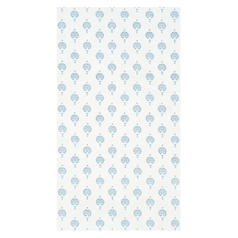 DAHLIA HAND BLOCKED PRINT BLUE Schumacher Wallpaper wallpaper - SKU 5011230