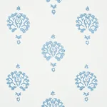 DAHLIA HAND BLOCKED PRINT BLUE Schumacher Wallpaper wallpaper - SKU 5011230