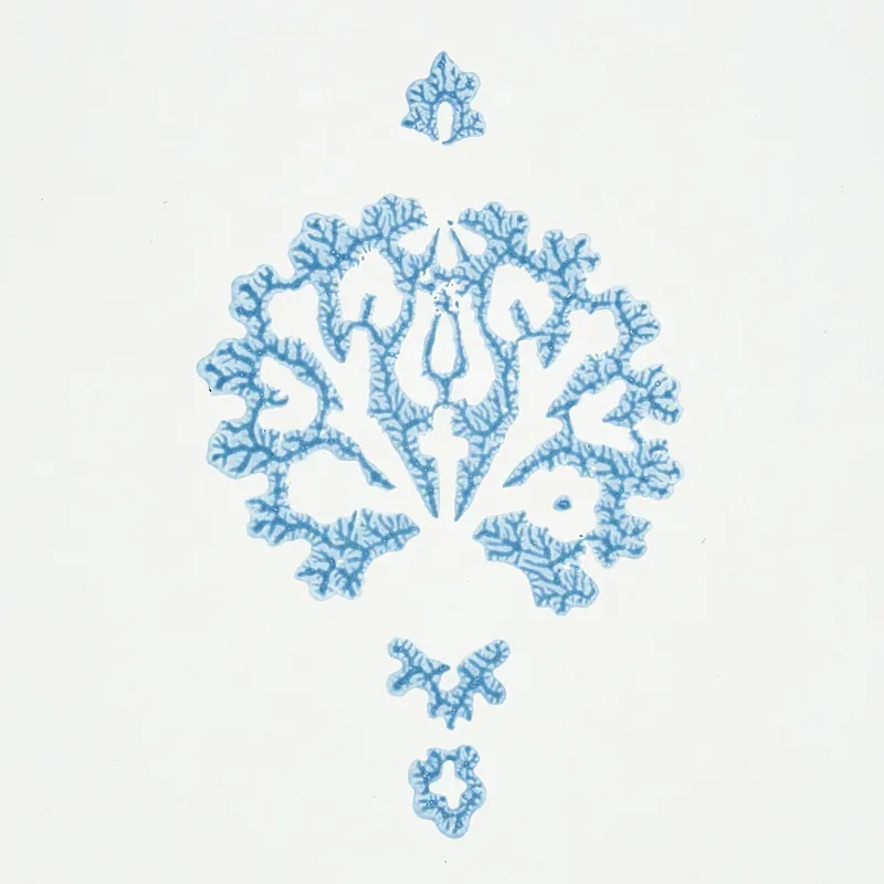 DAHLIA HAND BLOCKED PRINT BLUE Schumacher Wallpaper wallpaper - SKU 5011230