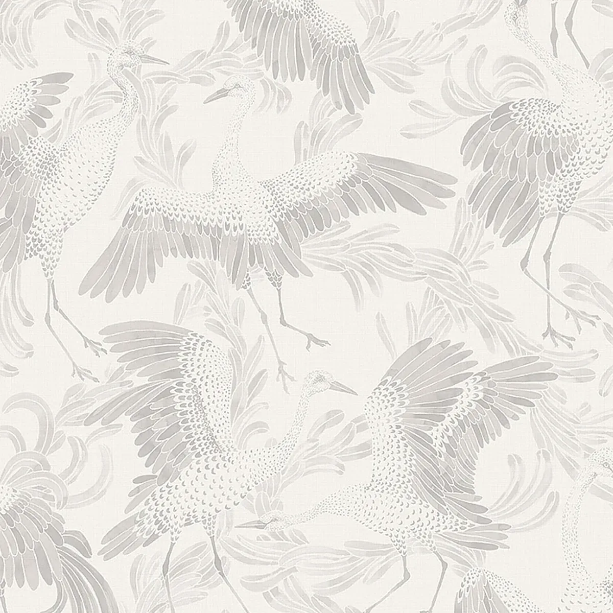 DANCING CRANE GREY Schumacher Wallpaper wallpaper - SKU 3130