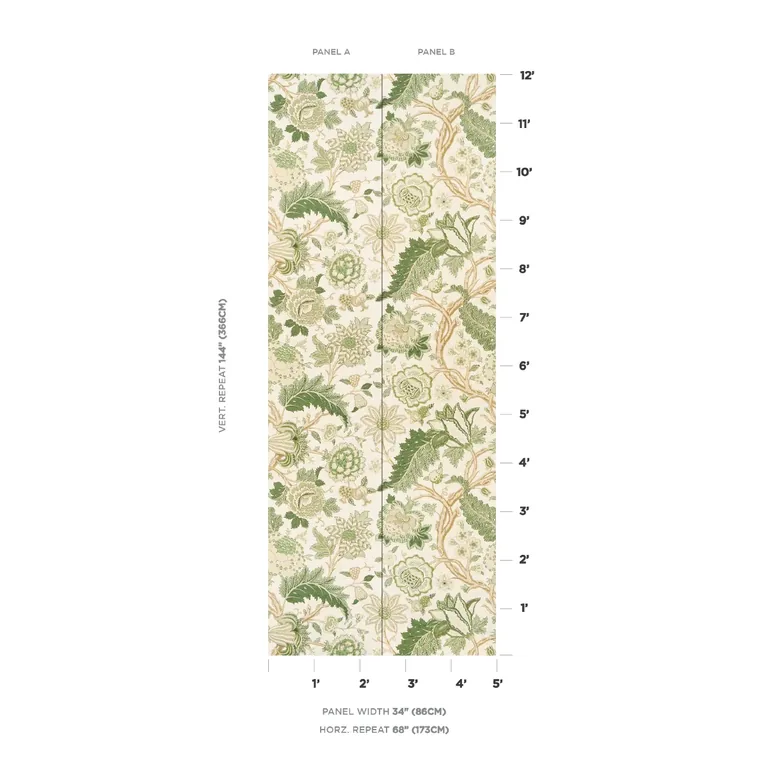 Schumacher DARSY TREE OF LIFE SISAL PANEL SET wallpaper, color LEAF, SKU 5015631