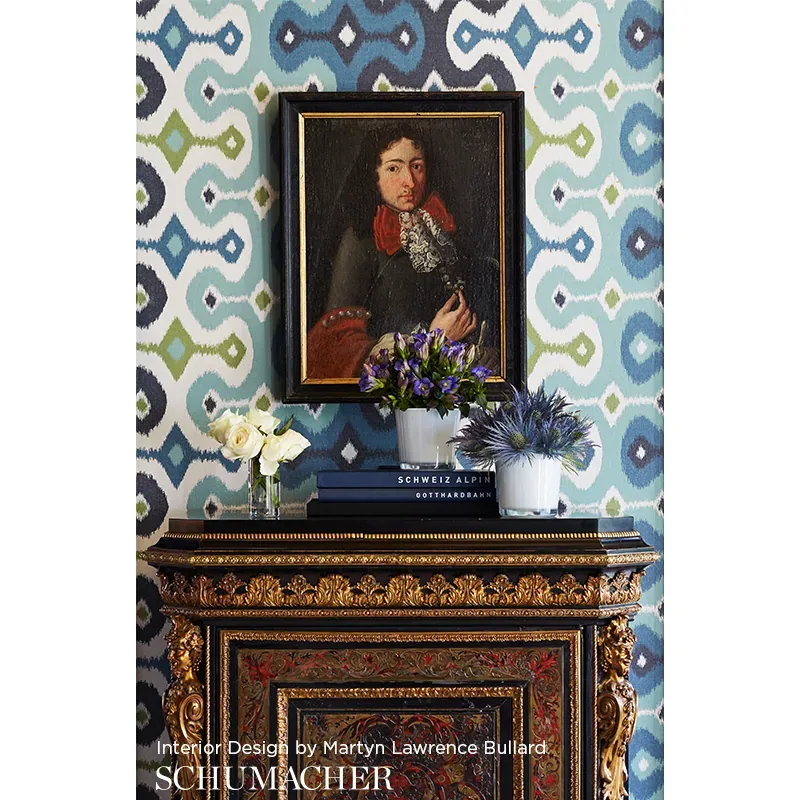 DARYA IKAT SIDEWALL - SKY Schumacher Wallpaper | Wallpaper T DARYA IKAT SIDEWALL SKY Schumacher Wallpaper wallpaper - SKU 5006652
