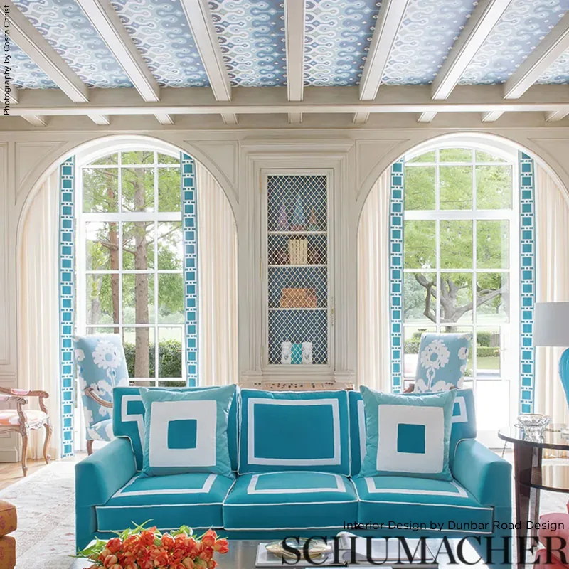 DARYA IKAT SIDEWALL - SKY Schumacher Wallpaper | Wallpaper T DARYA IKAT SIDEWALL SKY Schumacher Wallpaper wallpaper - SKU 5006652