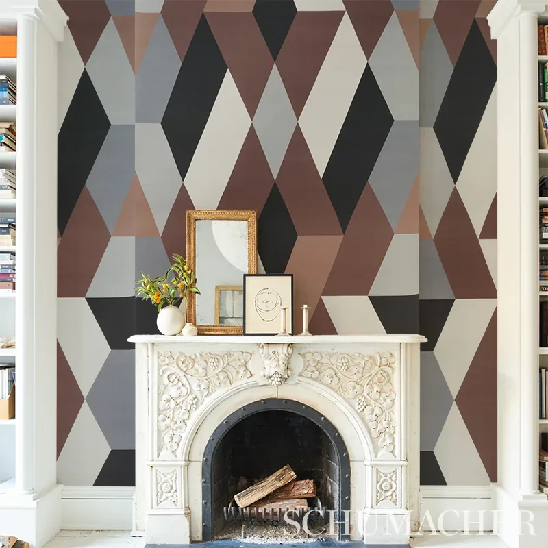 DECO DIAMONDS PANEL CARBON Schumacher Wallpaper wallpaper - SKU 5009201
