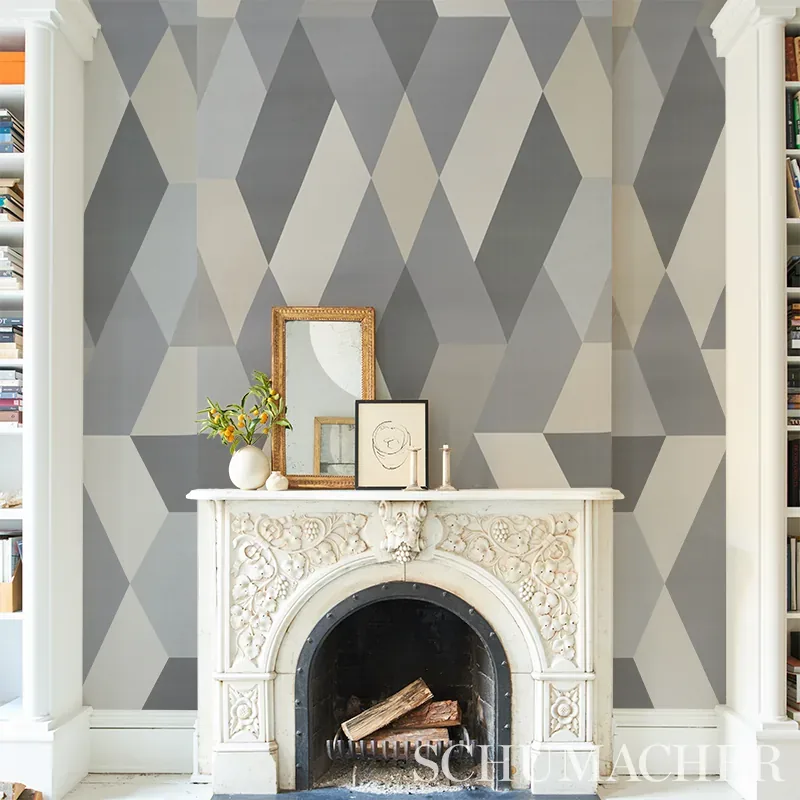 DECO DIAMONDS PANEL DOVE Schumacher Wallpaper wallpaper - SKU 5009200