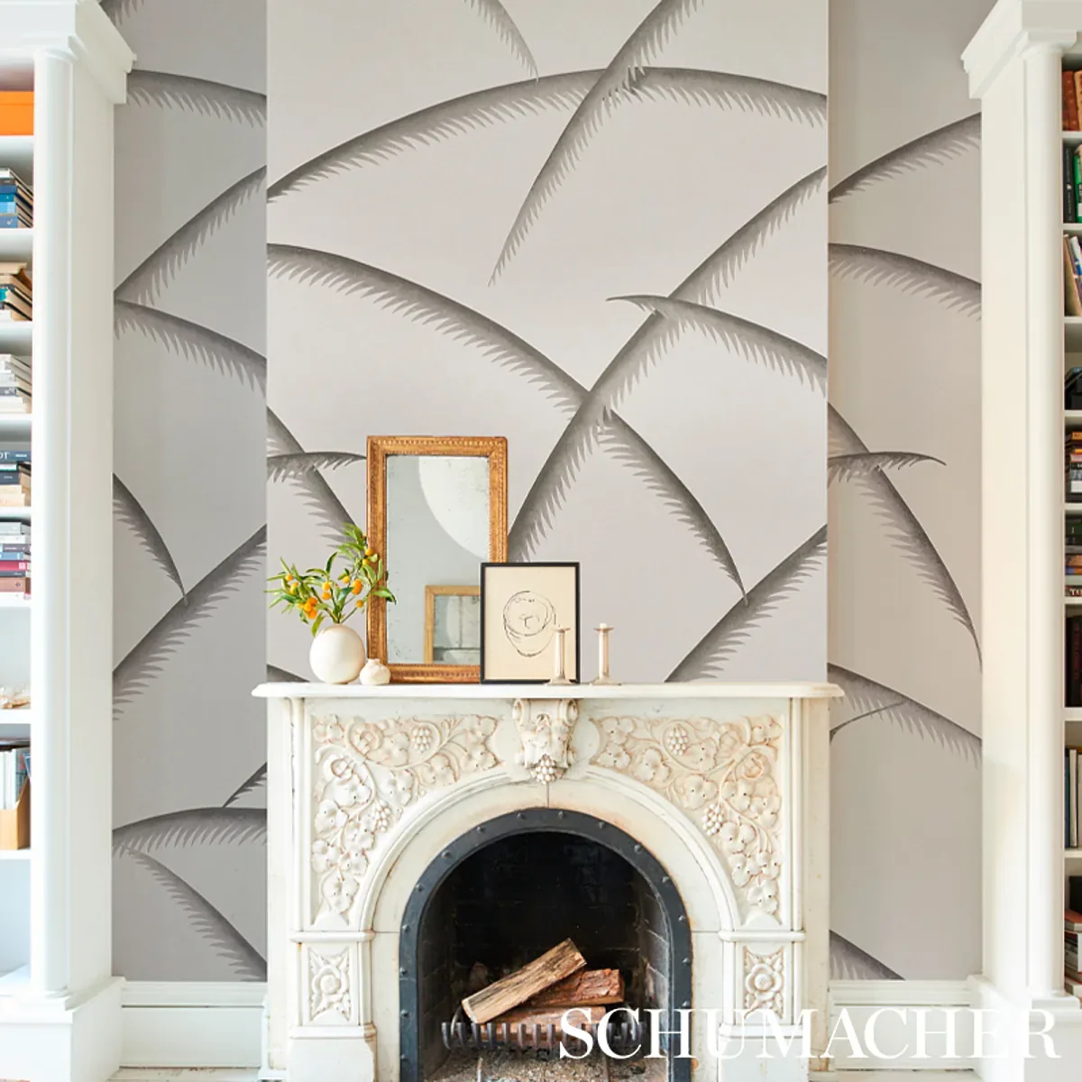 DECO PALMS CHARCOAL Schumacher Wallpaper wallpaper - SKU 5013301