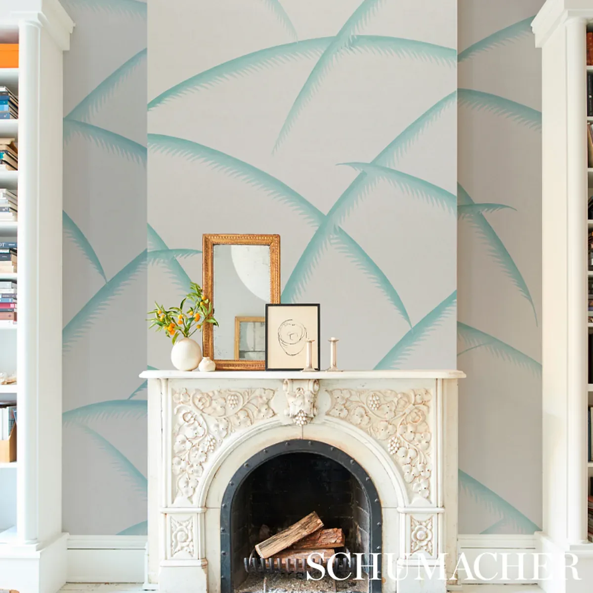 DECO PALMS SEAGLASS Schumacher Wallpaper wallpaper - SKU 5013300