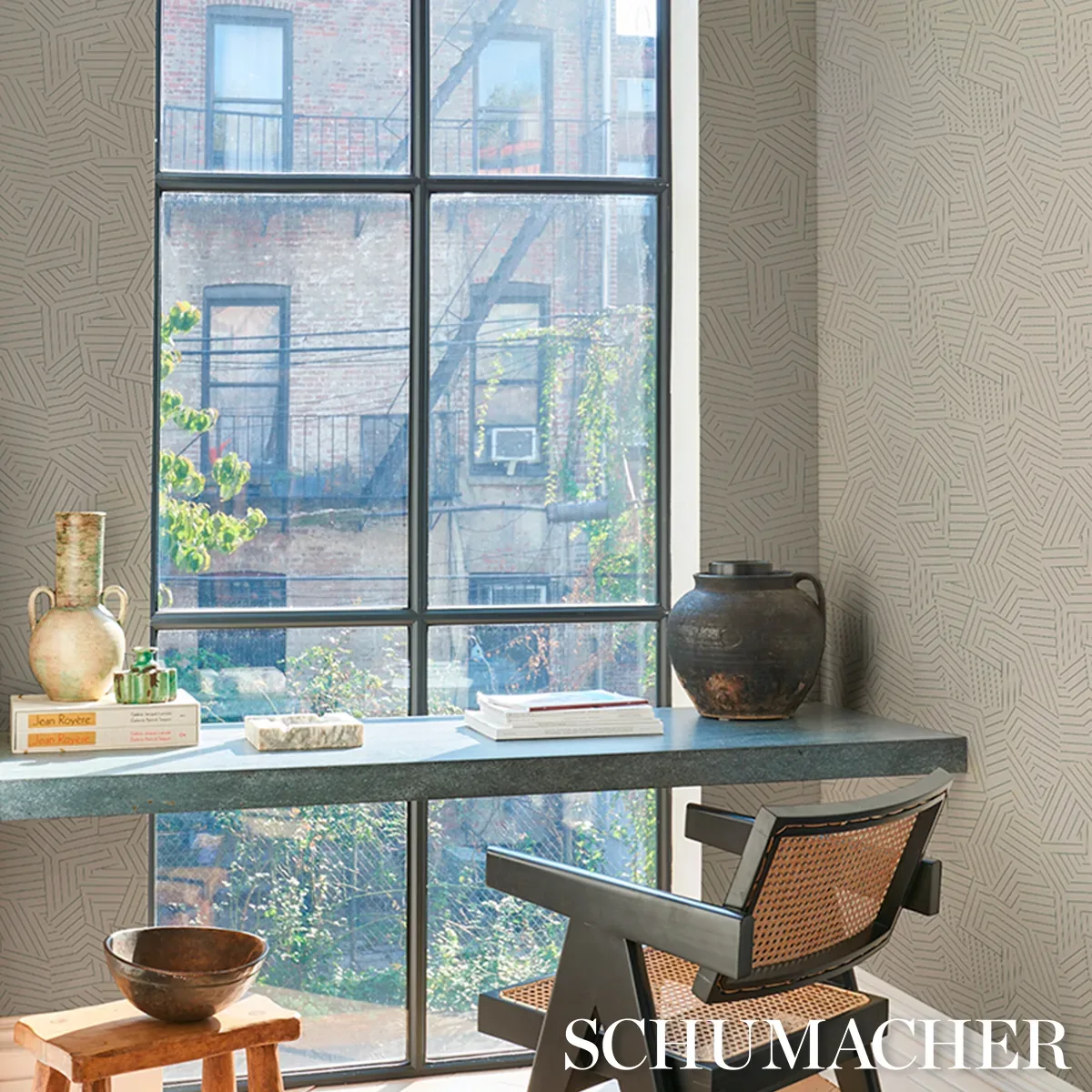 DECONSTRUCTED STRIPE SISAL - COBALT Schumacher Wallpaper | W DECONSTRUCTED STRIPE SISAL COBALT Schumacher Wallpaper wallpaper - SKU 5016581