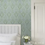 DEDRA DAMASK - SAND & GREY Schumacher Wallpaper | Wallpaper DEDRA DAMASK SAND & GREY Schumacher Wallpaper wallpaper - SKU 5011762