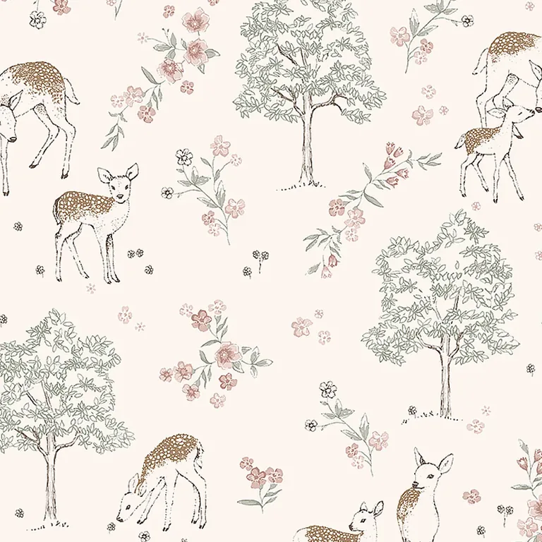 Schumacher DEER LOVE wallpaper, color BLUSH, SKU 7473