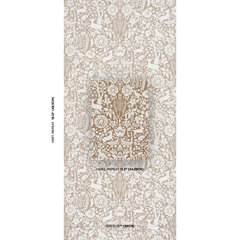 Schumacher DEERFIELD wallpaper, color MOCHA, SKU 5016260