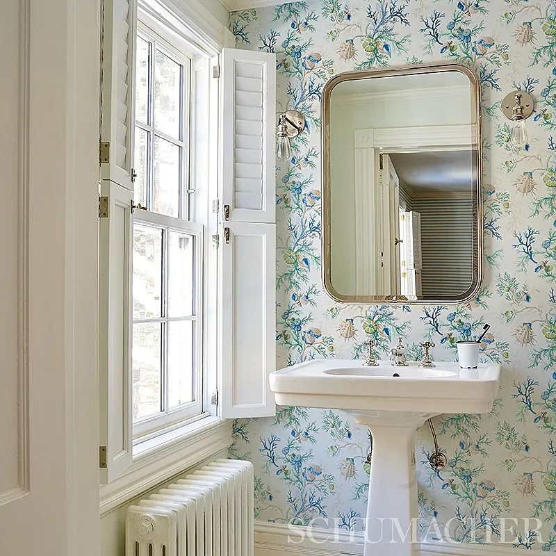 DEL TESORO PINK & AQUA Schumacher Wallpaper wallpaper - SKU 5010651