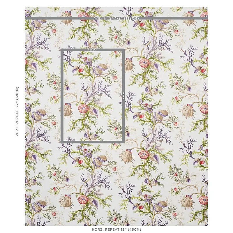 DEL TESORO PURPLE & CORAL Schumacher Wallpaper wallpaper - SKU 5010652