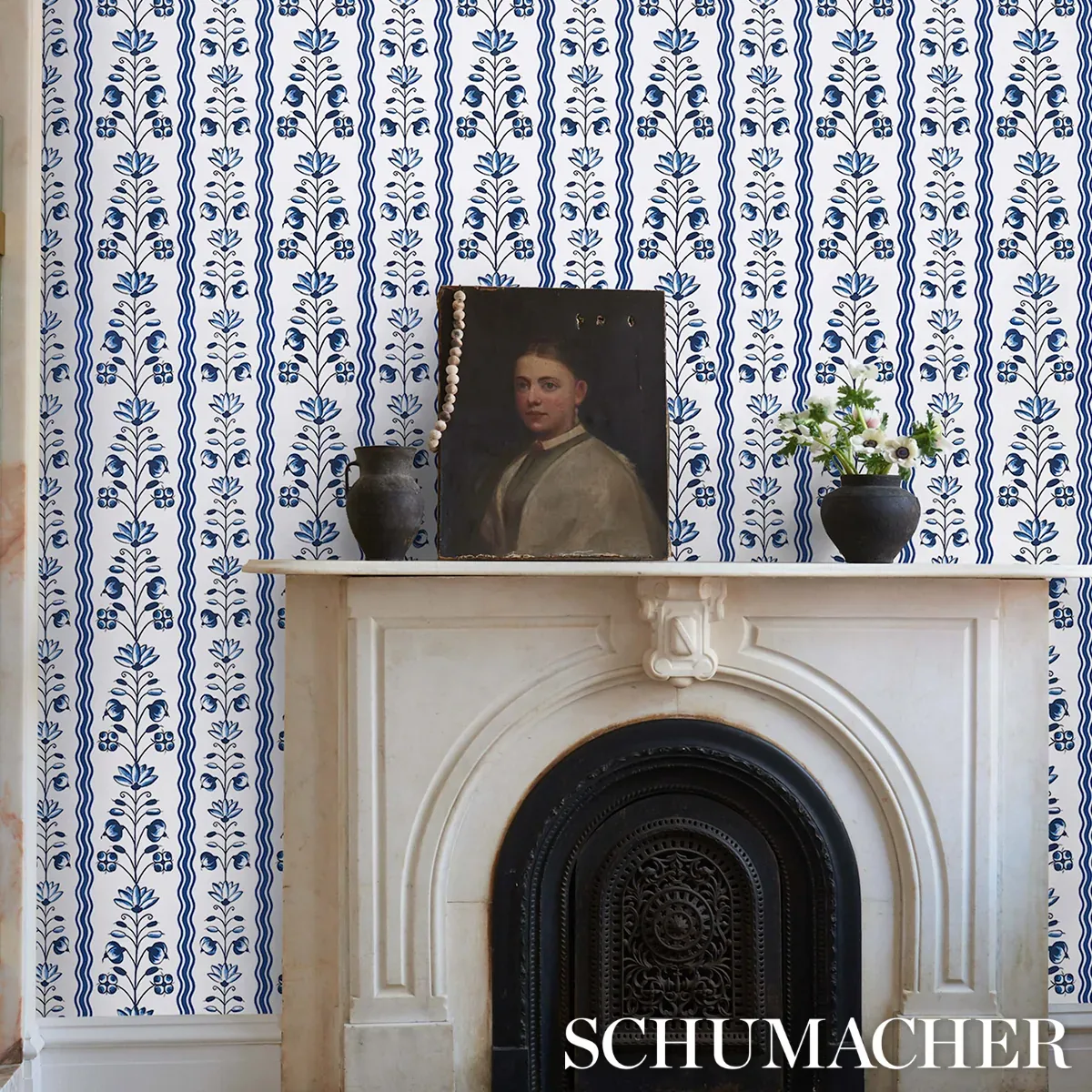 DELFT WAVES BLUE Schumacher Wallpaper wallpaper - SKU 5014380