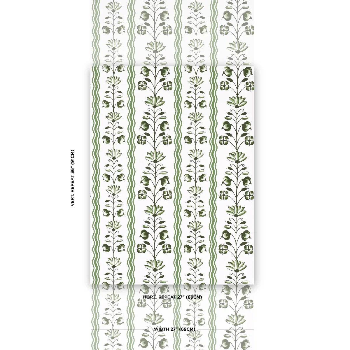 DELFT WAVES GREEN Schumacher Wallpaper wallpaper - SKU 5014381