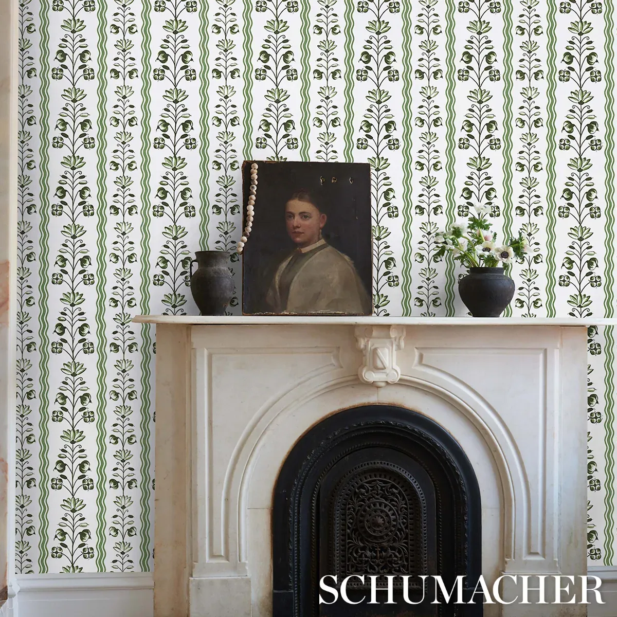 DELFT WAVES GREEN Schumacher Wallpaper wallpaper - SKU 5014381