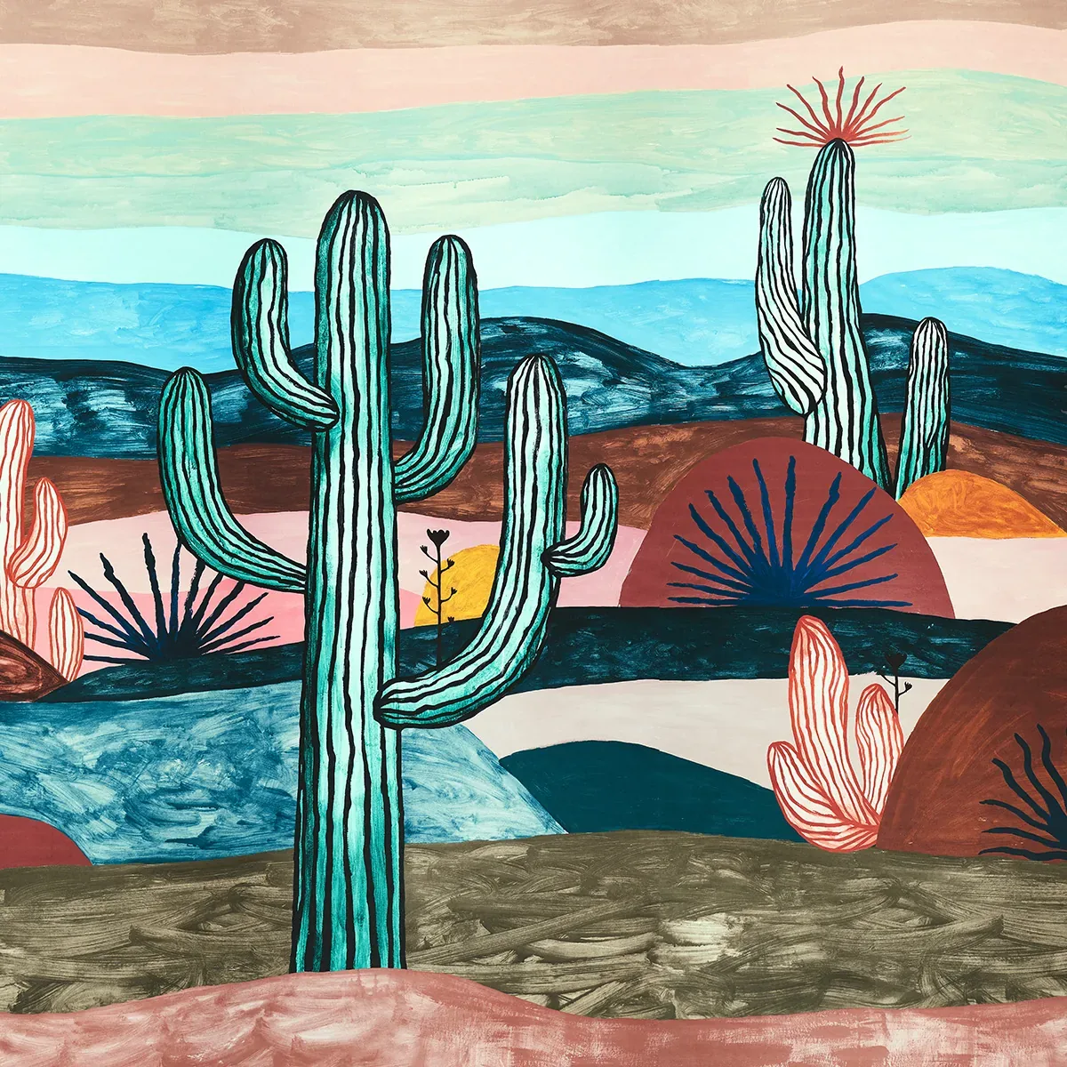DESERT SCAPE PANEL SET - PRISMATIC Schumacher Wallpaper | Wa DESERT SCAPE PANEL SET PRISMATIC Schumacher Wallpaper wallpaper - SKU 5014610