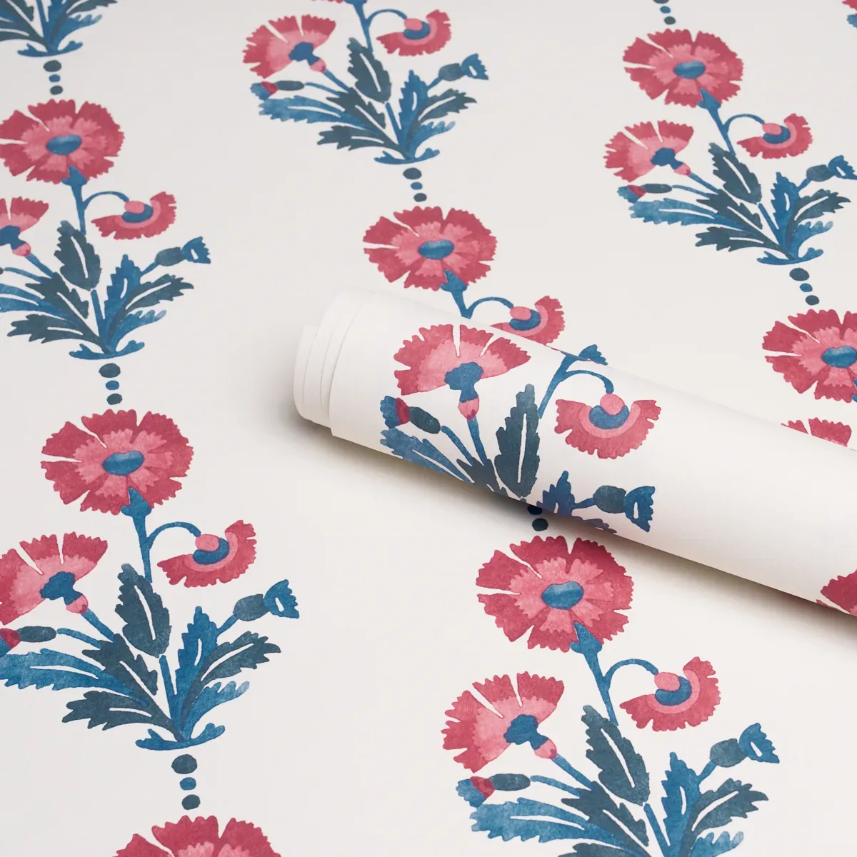 Dianthus Print INDIGO & IRON Schumacher Wallpaper wallpaper - SKU 5017990