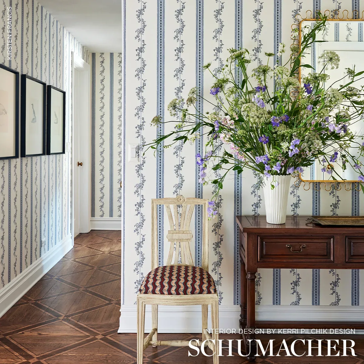 DROTTNINGHOLM BLUE Schumacher Wallpaper wallpaper - SKU 4509