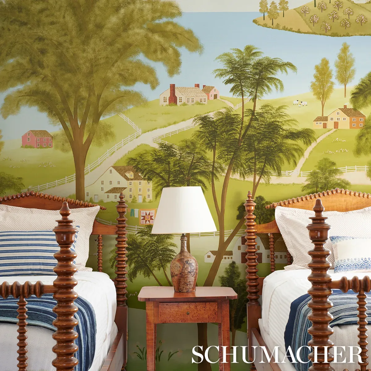 EATON'S LANDSCAPE PANEL SET DOCUMENT Schumacher Wallpaper wallpaper - SKU 5014850