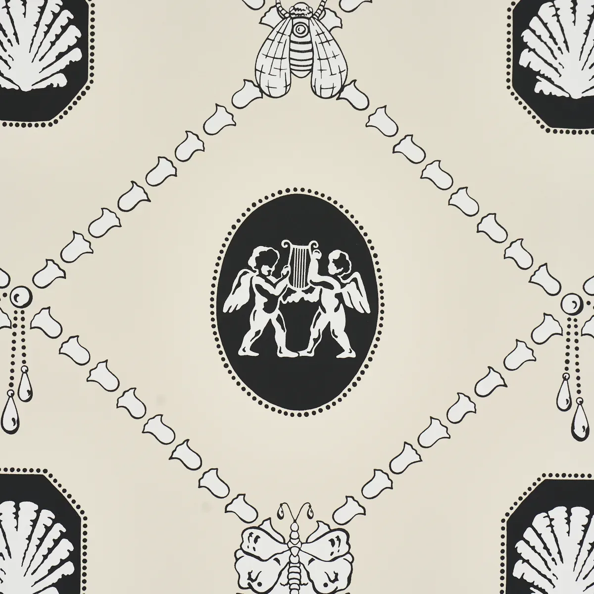 EDITH - BLACK & IVORY Schumacher Wallpaper | Wallpaper Twins EDITH BLACK & IVORY Schumacher Wallpaper wallpaper - SKU 5017840