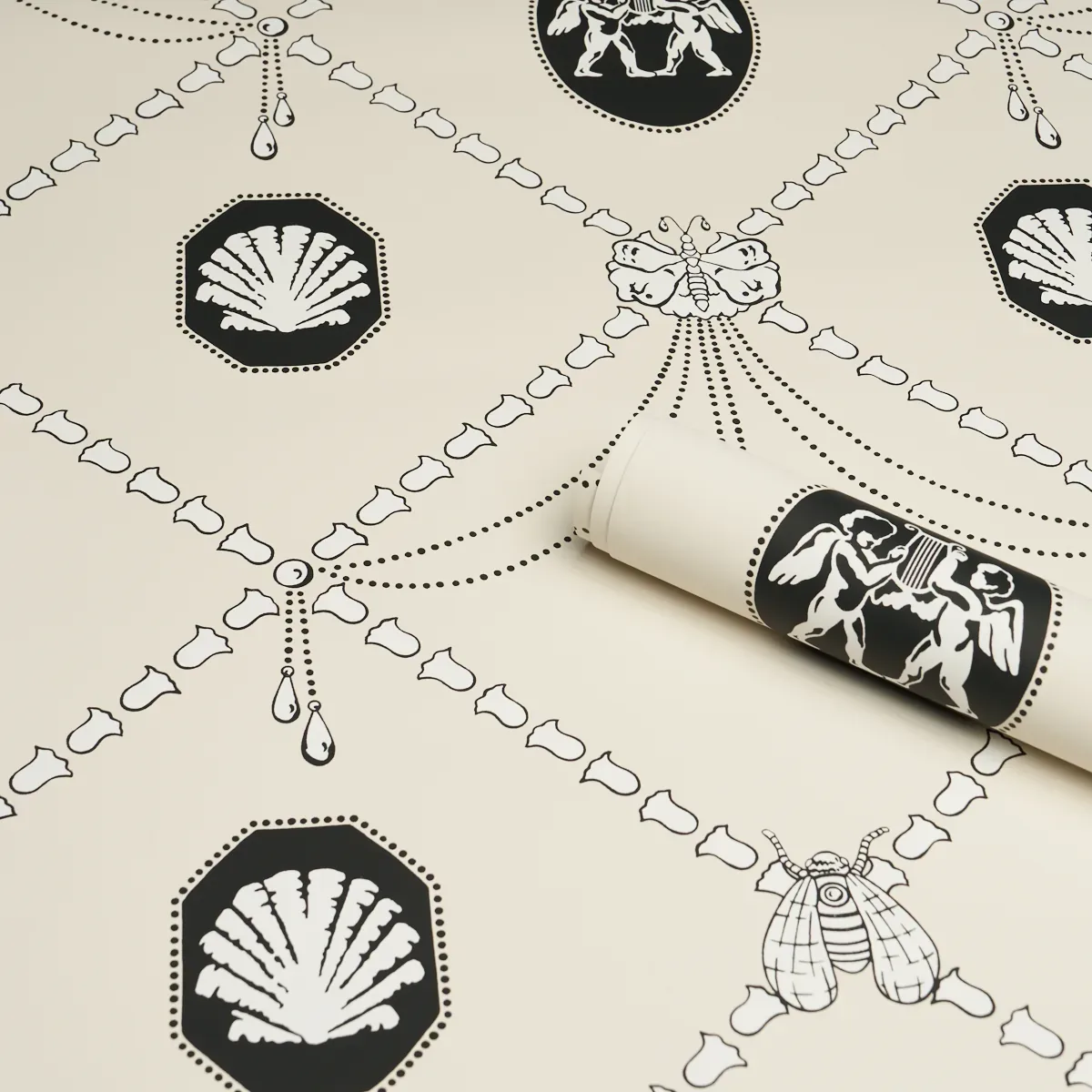 EDITH - BLACK & IVORY Schumacher Wallpaper | Wallpaper Twins EDITH BLACK & IVORY Schumacher Wallpaper wallpaper - SKU 5017840