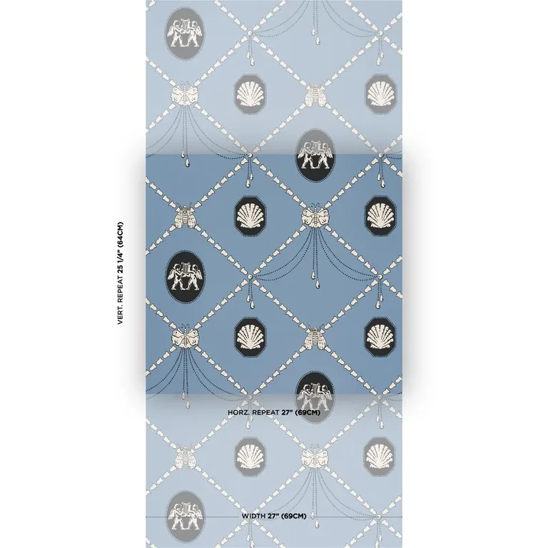 Schumacher EDITH wallpaper, color BLUE, SKU 5017841