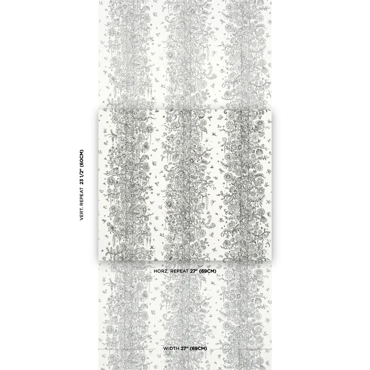 EDWARD STEED'S TOWERS OF FLOWERS BLACK & WHITE Schumacher Wallpaper wallpaper - SKU 5016141