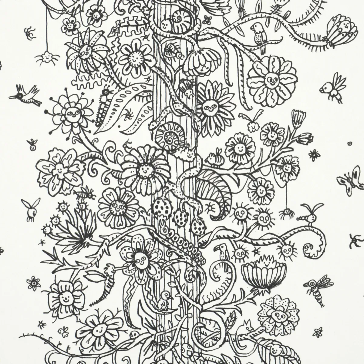 EDWARD STEED'S TOWERS OF FLOWERS BLACK & WHITE Schumacher Wallpaper wallpaper - SKU 5016141