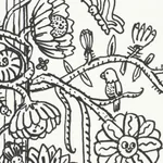 EDWARD STEED'S TOWERS OF FLOWERS BLACK & WHITE Schumacher Wallpaper wallpaper - SKU 5016141