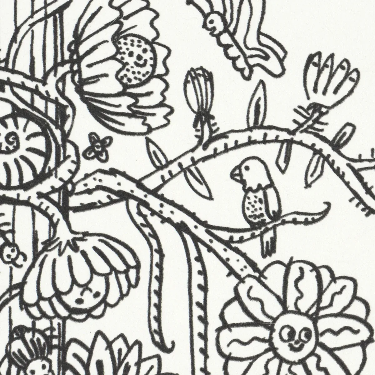 EDWARD STEED'S TOWERS OF FLOWERS BLACK & WHITE Schumacher Wallpaper wallpaper - SKU 5016141