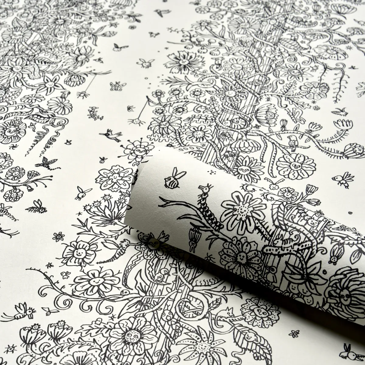 EDWARD STEED'S TOWERS OF FLOWERS BLACK & WHITE Schumacher Wallpaper wallpaper - SKU 5016141